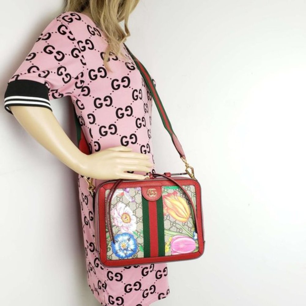 GUCCI GG Small Ophidia GG Flora Shoulder Bag New - Picture 13 of 14